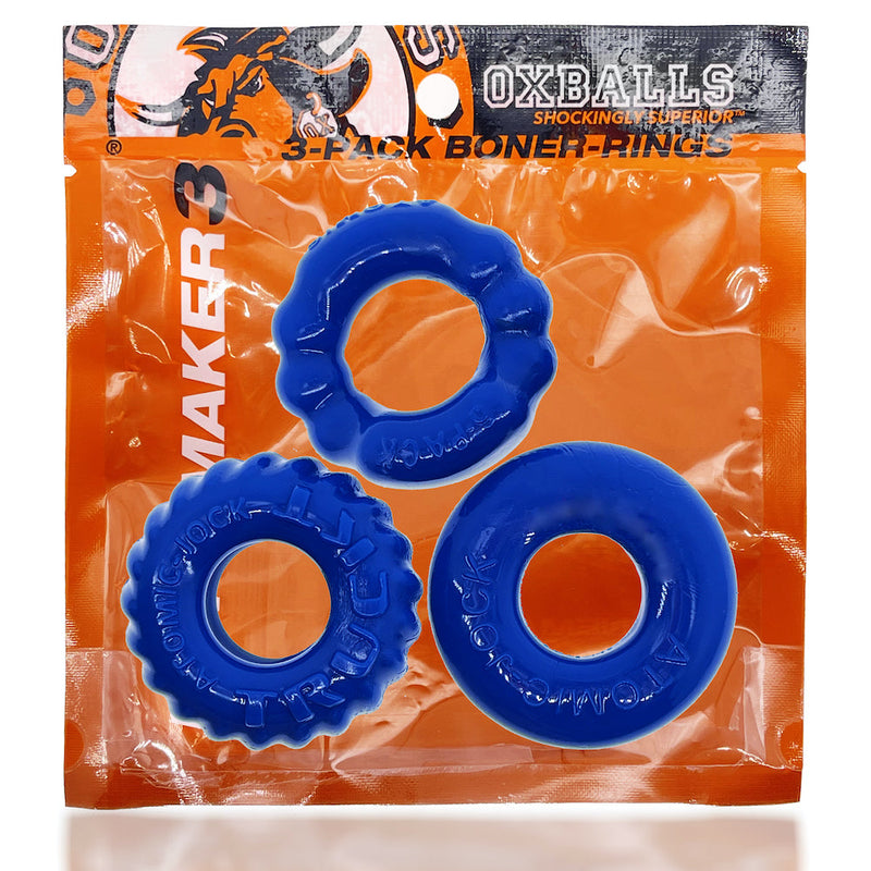 Oxballs - Bonemaker Cockring Set - 3 stuks - Blauw-laced-up.nl