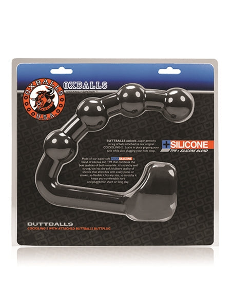 Oxballs - Buttballs - Rekbare Cocksling met Buttplug - Zwart-Erotiekvoordeel.nl