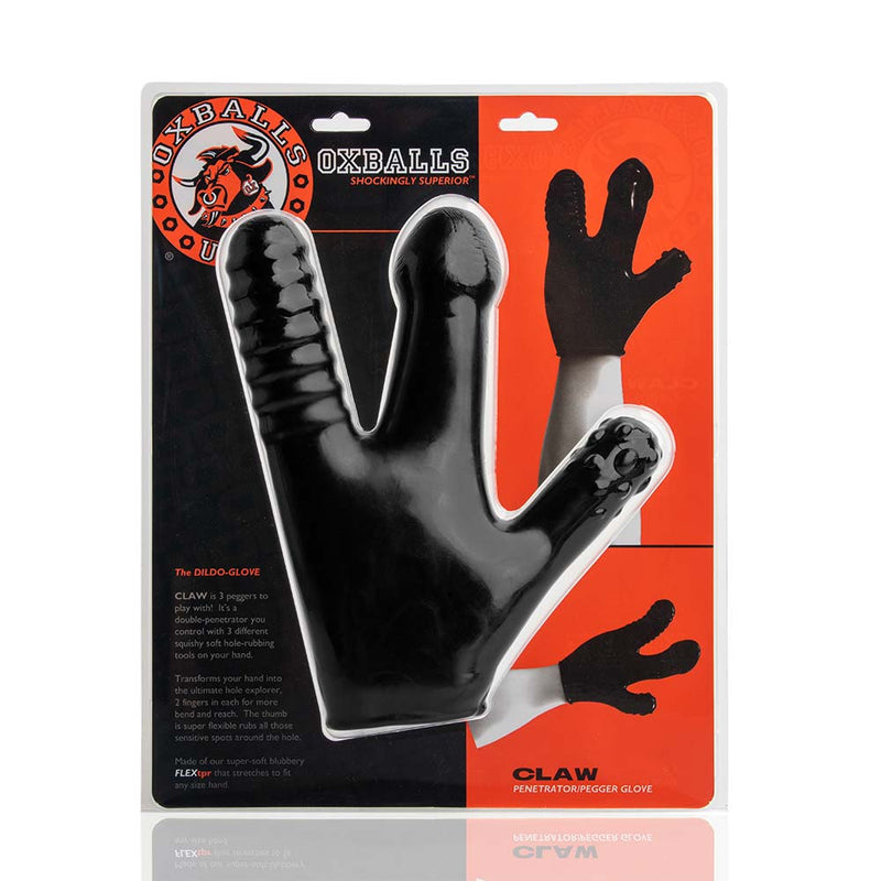 Oxballs - Claw - Penetratiehandschoen met 3 Dildo's - Zwart-Erotiekvoordeel.nl