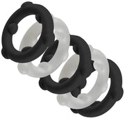 Oxballs - Gearheads - Spinner Cockringen Set - 5 stuks - Transparant/Zwart-Erotiekvoordeel.nl