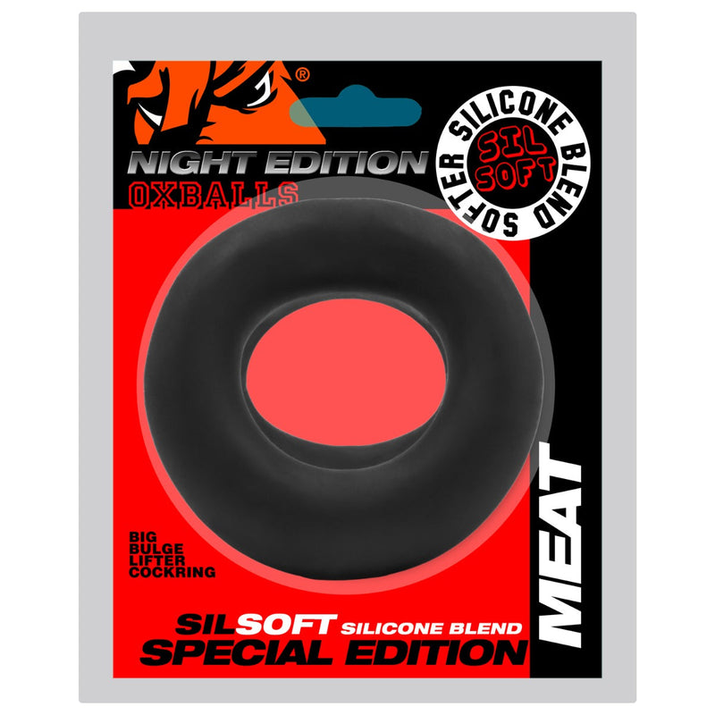 Oxballs - Meat Cockring - Night Edition - Siliconen/TPR - Zwart-Erotiekvoordeel.nl