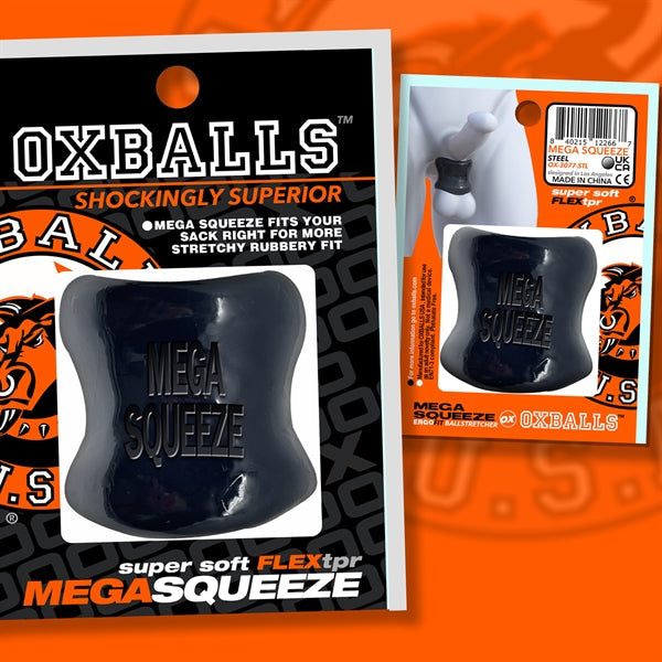 Oxballs - Mega Squeeze - Rekbare Ballstretcher van TPR - Zwart-Laced-up.nl