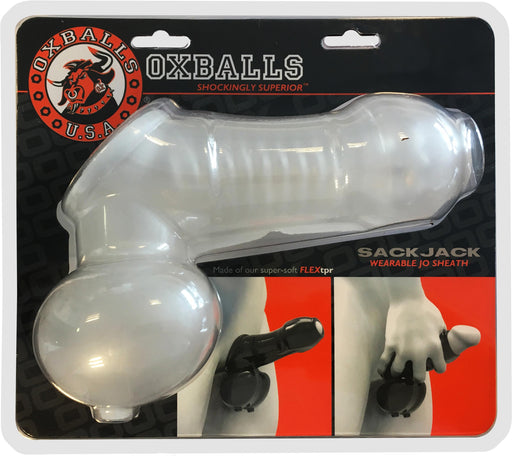 Oxballs - Sackjack Jack-Off Sheath - Penis Sleeve met Ball Sling - Transparant-Laced-up.nl
