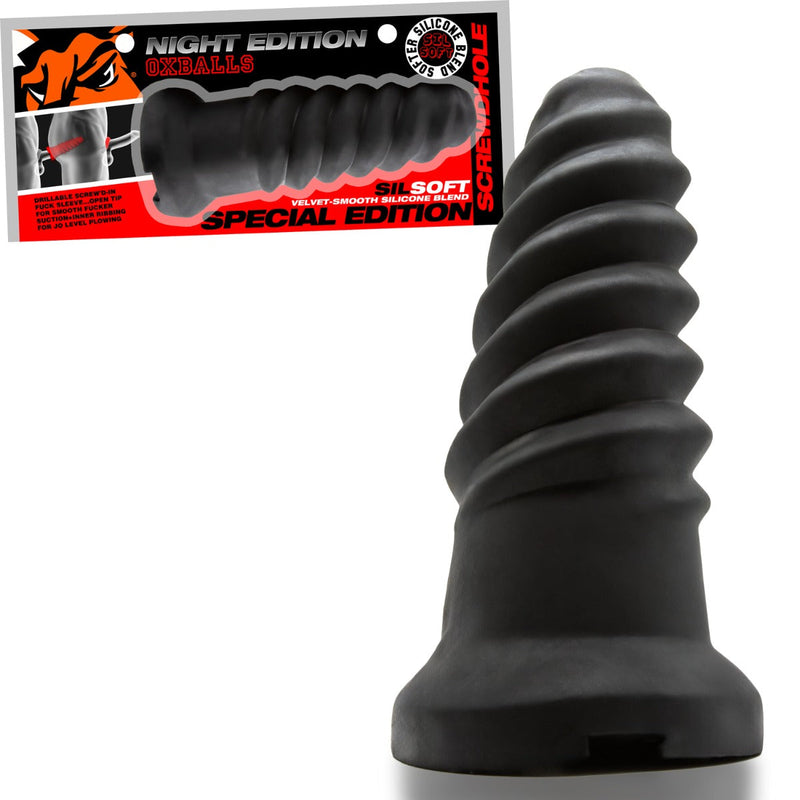 Oxballs - Screwdhole - Manchon pénien insérable - Édition Night - Silicone/TPR - Noir - Laced-up.nl