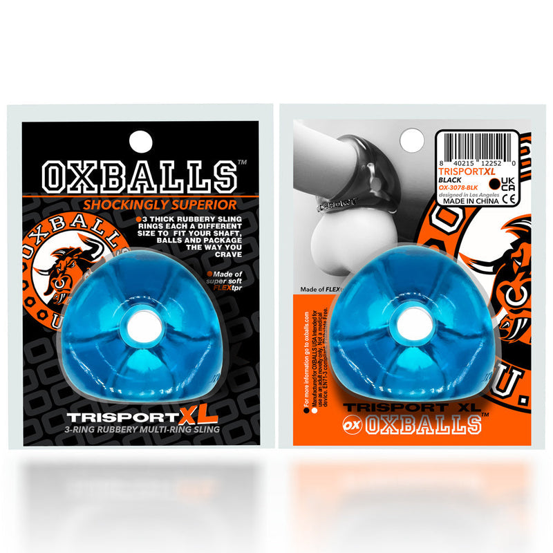 Oxballs - Tri-Sport XL - Cocksling met 3 Ringen - Blauw-Laced-up.nl