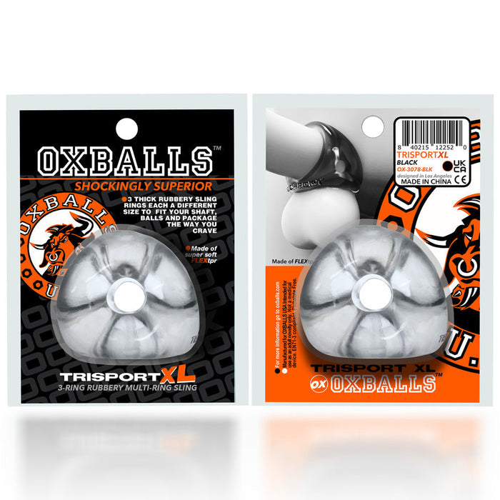 Oxballs - Tri-Sport XL - Cocksling met 3 Ringen - Transparant-Laced-up.nl