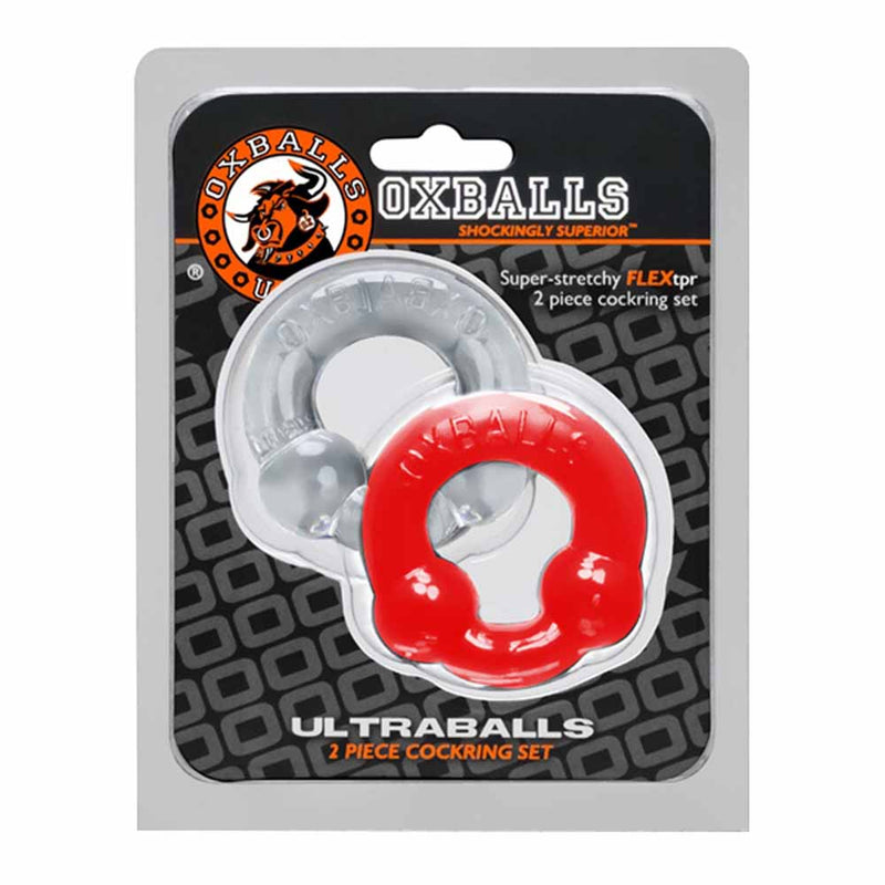 Oxballs - Ultraballs Cockring - 2 stuks - Cockring - Staal & Rood-Laced-up.nl