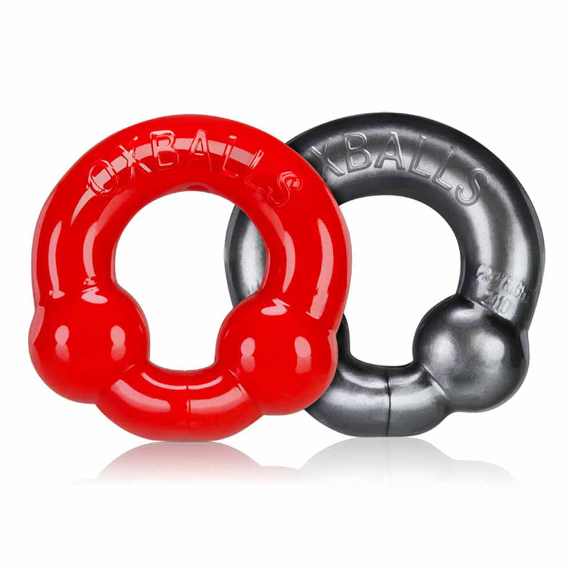 Oxballs - Ultraballs Cockring - 2 stuks - Cockring - Staal & Rood-Laced-up.nl