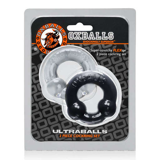Oxballs - Ultraballs Cockring - 2 stuks - Cockring - Zwart & Transparant-Laced-up.nl