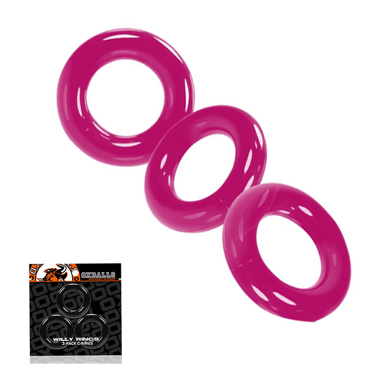 Oxballs - Willy - Cockring - 3 stuks - Hot Pink-Laced-up.nl