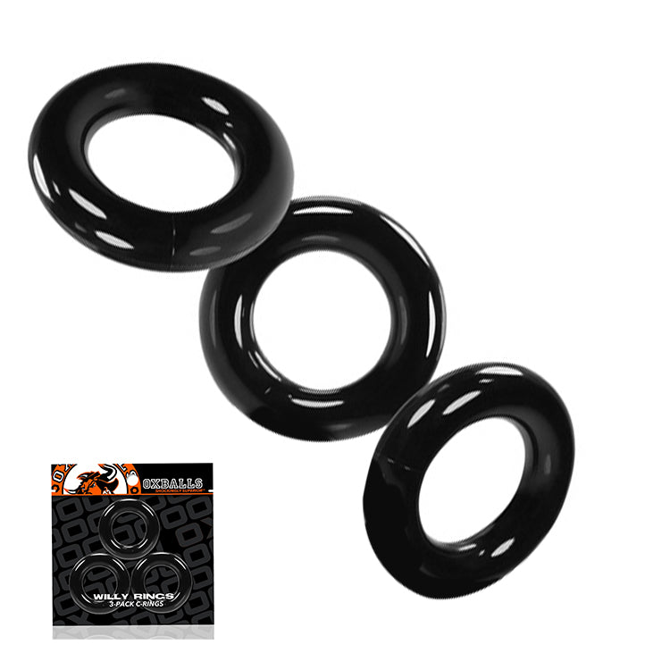 Oxballs - Willy - Cockring - 3 stuks - Zwart-Laced-up.nl