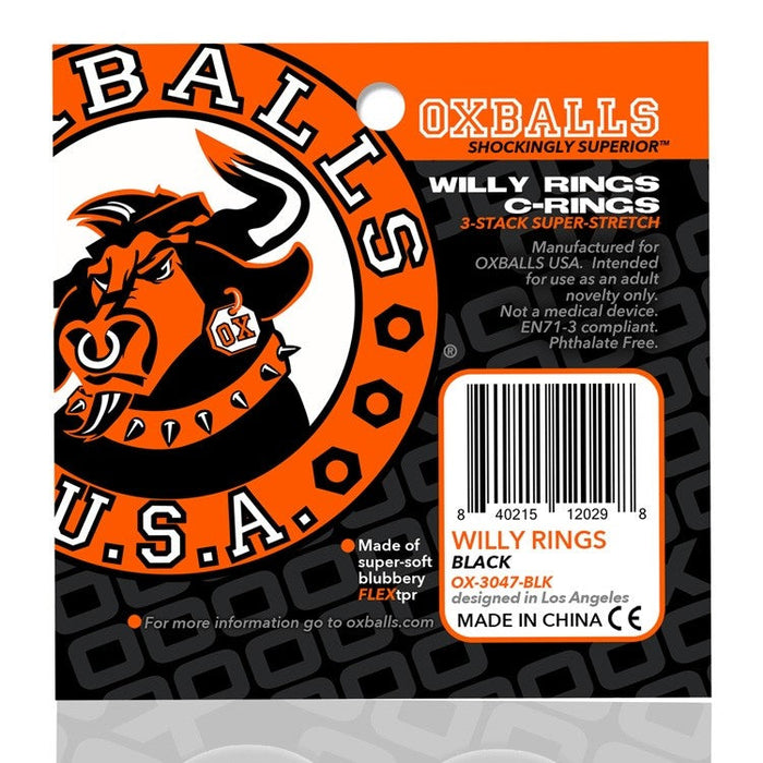 Oxballs - Willy - Cockring - 3 stuks - Zwart-Laced-up.nl