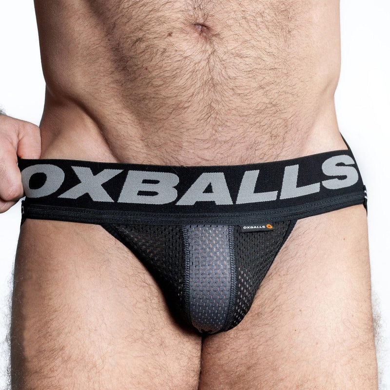 Oxjok Airmesh - Upthrust Slider Semi-Transparante Jockstrap - Tar Black-laced-up.nl