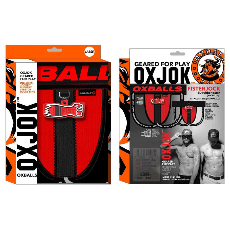 Oxjok Fisterjock - 3D Rubber Fist Jockstrap - Zwart/Rood-laced-up.nl