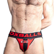 Oxjok Fisterjock - 3D Rubber Fist Jockstrap - Zwart/Rood-laced-up.nl