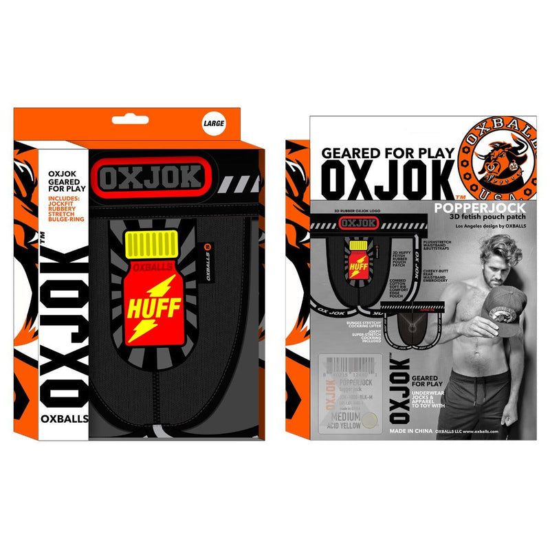 Oxjok Popperjock - 3D Rubber Huffer Jockstrap - Zwart/Rood-laced-up.nl