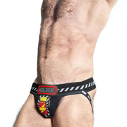 Oxjok Popperjock - 3D Rubber Huffer Jockstrap - Zwart/Rood-laced-up.nl