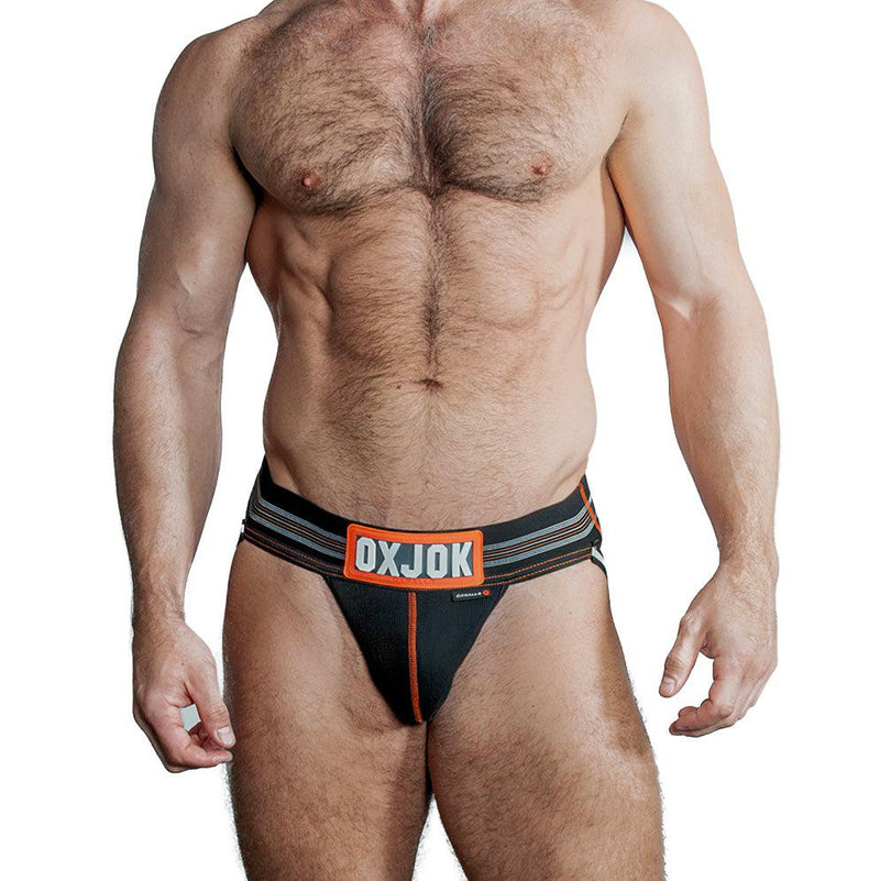 Oxjok Slingjock - Upthrust Slider Jockstrap - Ingebouwde Cockring - Met opbergvakje - Black Iron-laced-up.nl