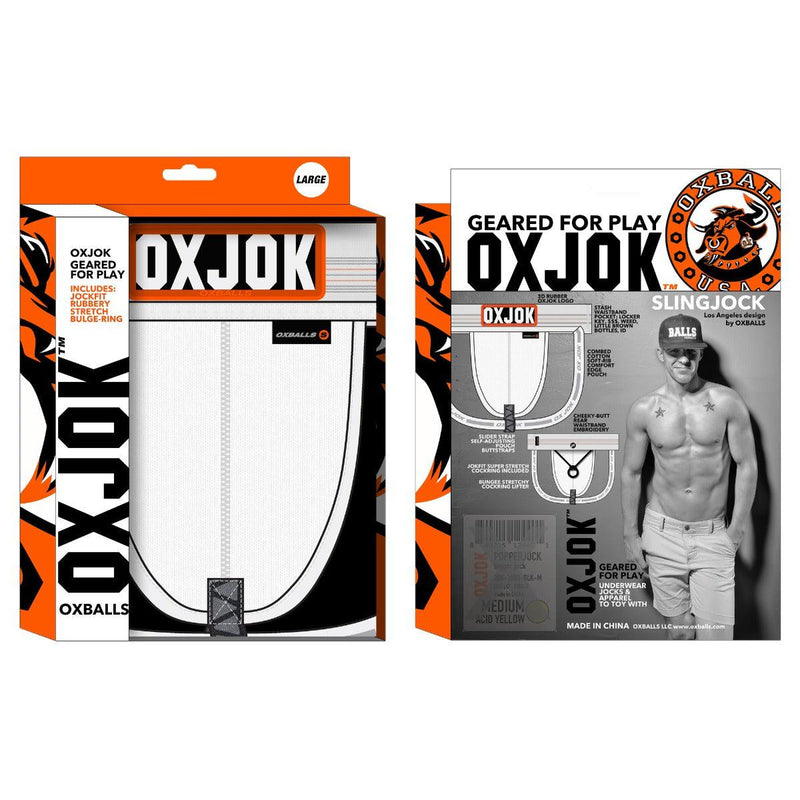 Oxjok Slingjock - Upthrust Slider Jockstrap - Ingebouwde Cockring - Met opbergvakje - White Snow-laced-up.nl