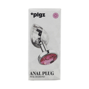 PLGZ - Diamond Facets Anaal Plug - Zilver met Roze Siersteen-Erotiekvoordeel.nl