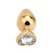PLGZ - Hartvormige Metalen Buttplug - Goud - Witte Siersteen - Verkrijgbaar in 3 maten-Laced-up.nl