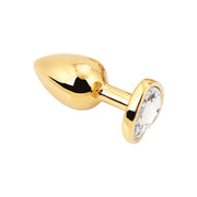PLGZ - Hartvormige Metalen Buttplug - Goud - Witte Siersteen - Verkrijgbaar in 3 maten-Laced-up.nl