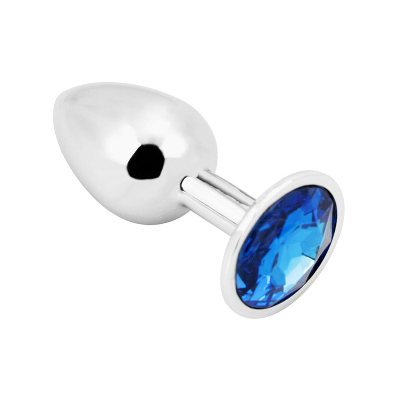 PLGZ - Rosebud Metalen Buttplug - Zilver - Donkerblauw - Verkrijgbaar in 3 maten-Laced-up.nl