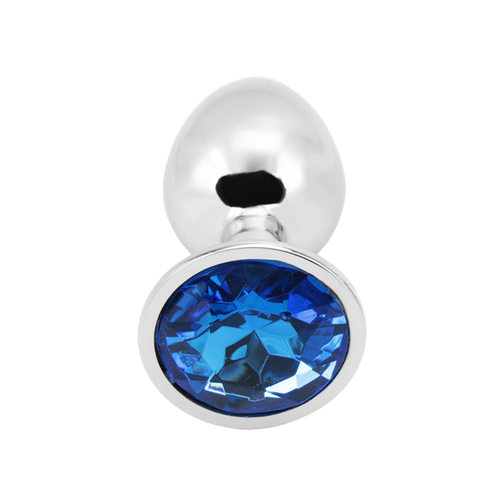 PLGZ - Rosebud Metalen Buttplug - Zilver - Donkerblauw - Verkrijgbaar in 3 maten-Laced-up.nl