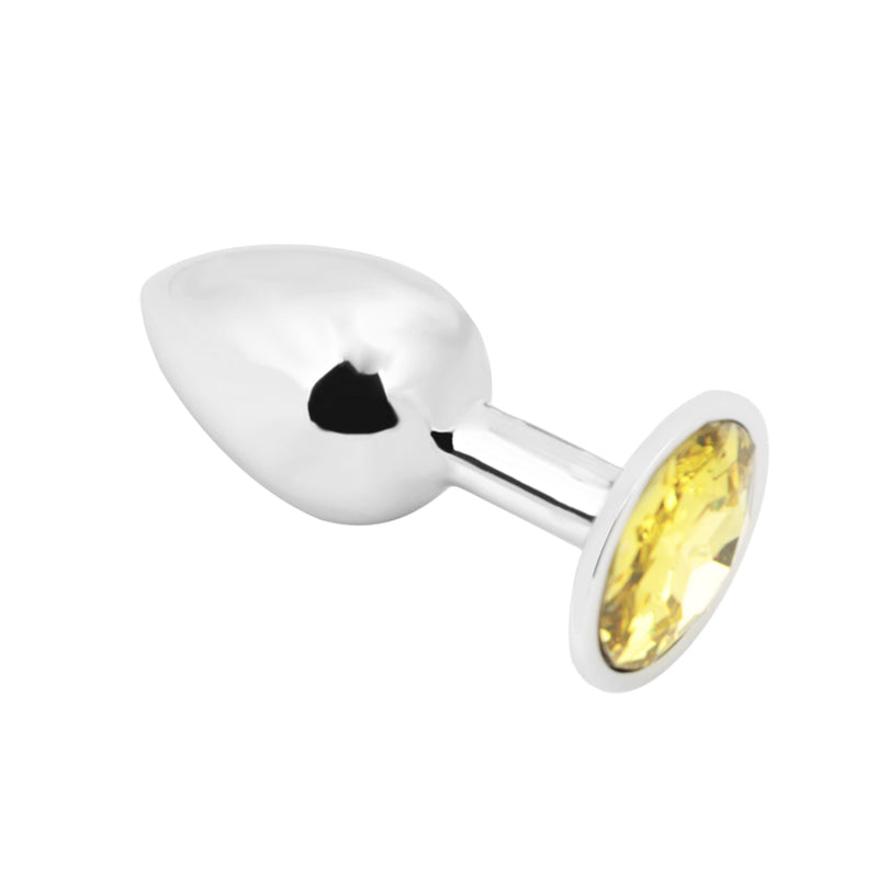 PLGZ - Rosebud Metalen Buttplug - Zilver - Geel - Verkrijgbaar in 3 maten-Laced-up.nl