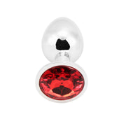 PLGZ - Rosebud Metalen Buttplug - Zilver - Rode Siersteen - Verkrijgbaar in 3 maten-Laced-up.nl