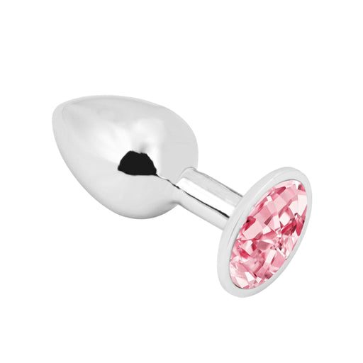 PLGZ - Rosebud Metalen Buttplug - Zilver - Roze Siersteen - Verkrijgbaar in 3 maten-Laced-up.nl