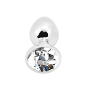 PLGZ - Rosebud Metalen Buttplug - Zilver- Witte Siersteen -Verkrijgbaar in 3 maten-Laced-up.nl