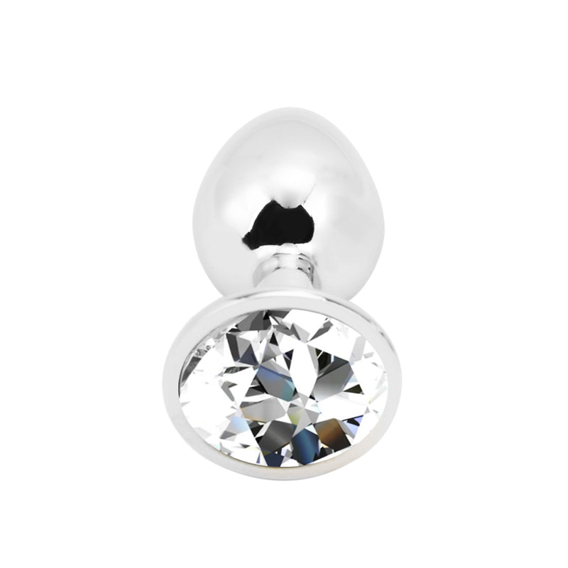 PLGZ - Rosebud Metalen Buttplug - Zilver- Witte Siersteen -Verkrijgbaar in 3 maten-Laced-up.nl