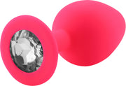 PLGZ - Rosebud Siliconen Anaal Plug - Roze - Witte Siersteen - Verkrijgbaar in 2 maten-Laced-up.nl