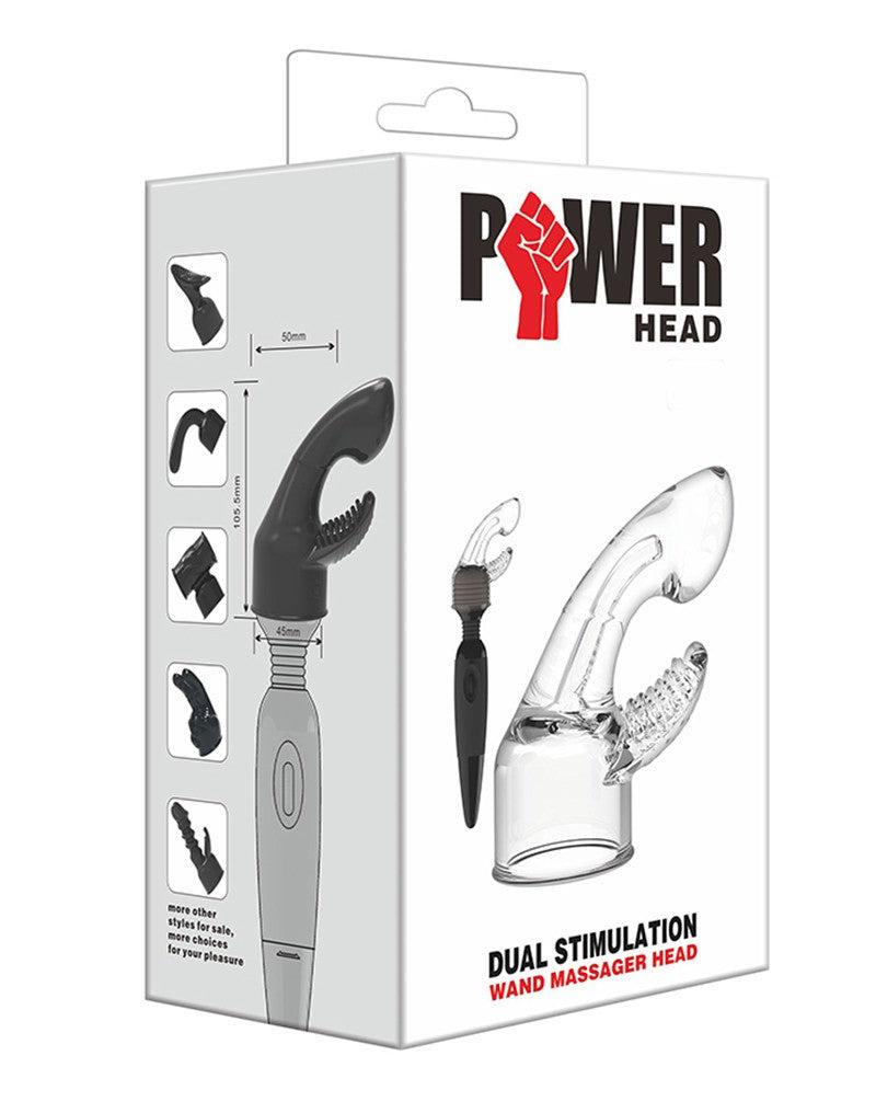POWER Opzetstuk Wand Vibrator Dual Stimulation - Transparant-Laced-up.nl