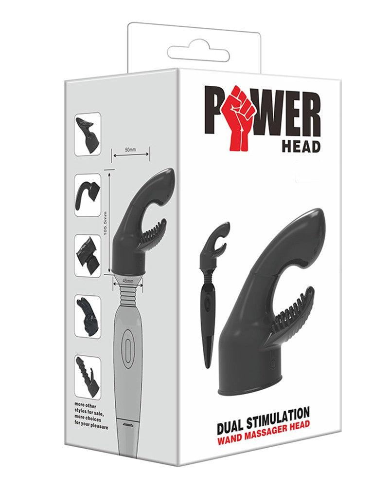 POWER Opzetstuk Wand Vibrator Dual Stimulation - Zwart-Laced-up.nl