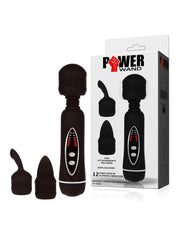 POWER Wand Vibrator Met 2 verwisselbare Koppen - Zwart-Laced-up.nl
