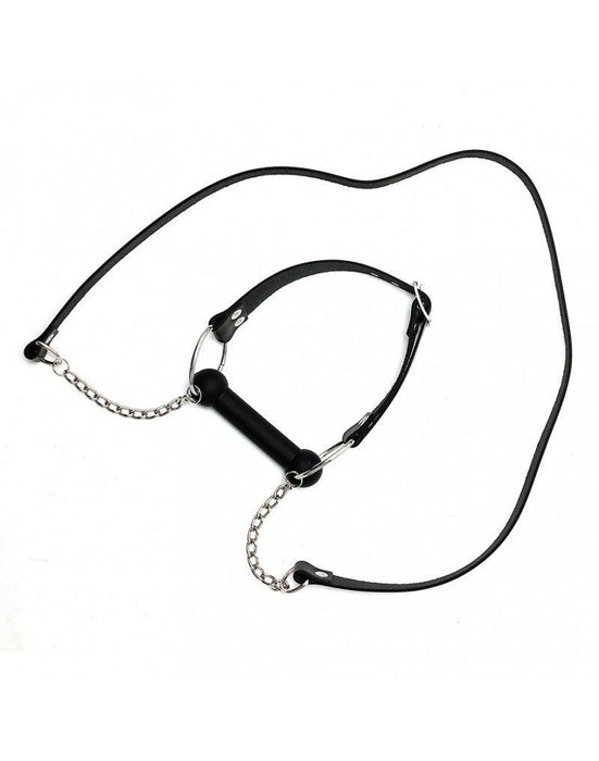 Rimba - Paardenbit gag Met leidsels Leer - Zwart-Laced-up.nl