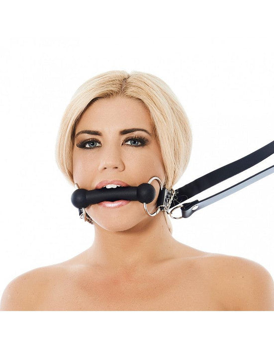 Rimba - Paardenbit gag Met leidsels Leer - Zwart-Laced-up.nl