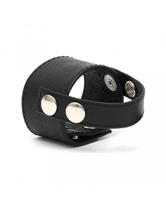 Penis scrotum koker Van Leer Met bandje over de eikel - Zwart-Laced-up.nl