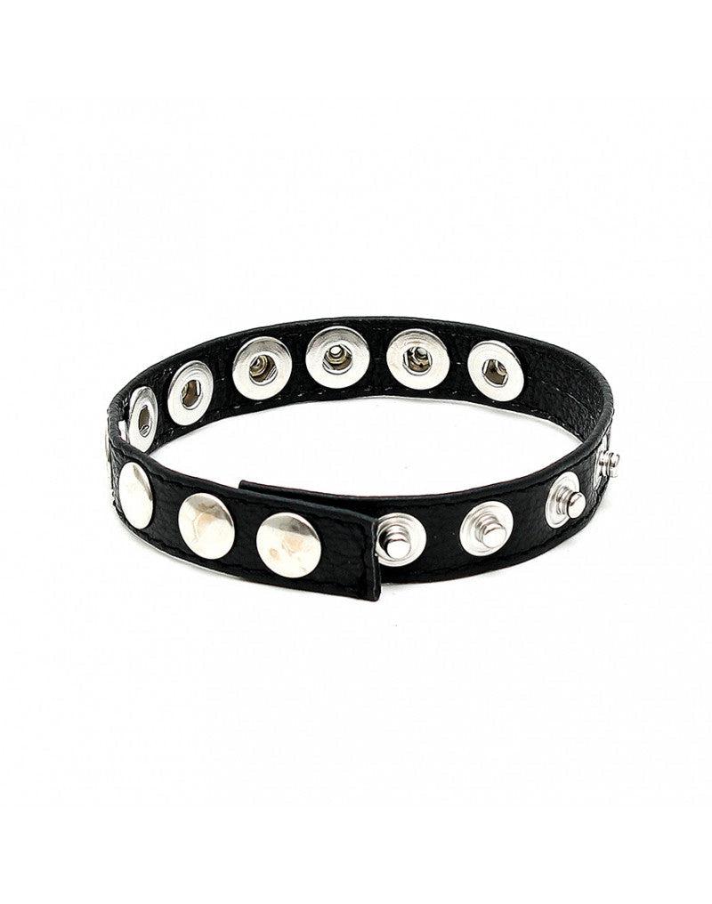 Rimba - Penisbandje - Penis Strap - Cockring Van Leer Met Metalen Studs En Drukknopen - Verstelbaar-Laced-up.nl
