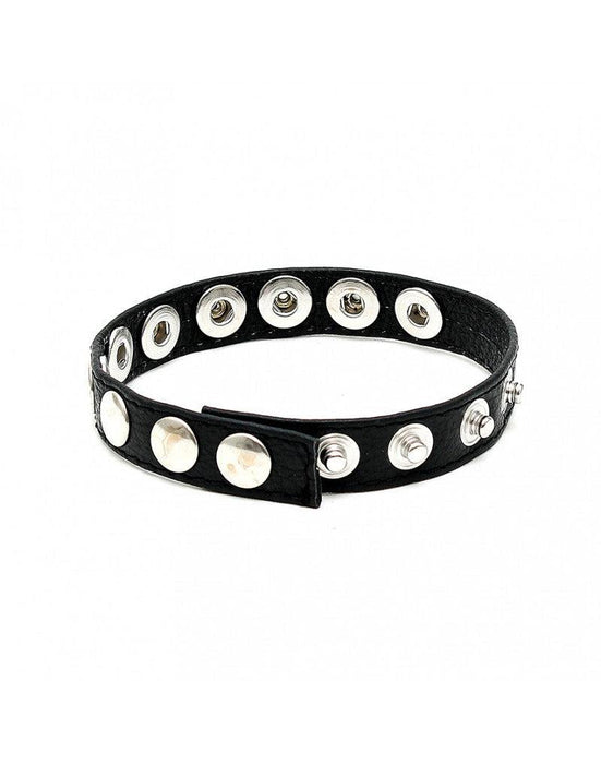 Rimba - Penisbandje - Penis Strap - Cockring Van Leer Met Metalen Studs En Drukknopen - Verstelbaar-Laced-up.nl