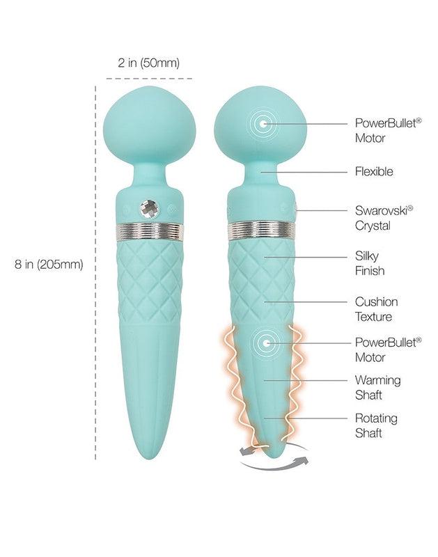 Pillow Talk - Sultry - Roterende Wand & G-spot Vibrator - Met verwarmingsfunctie - Lichtblauw-Laced-up.nl