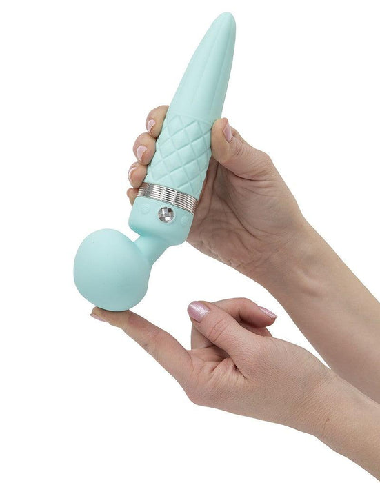 Pillow Talk - Sultry - Roterende Wand & G-spot Vibrator - Met verwarmingsfunctie - Lichtblauw-Laced-up.nl