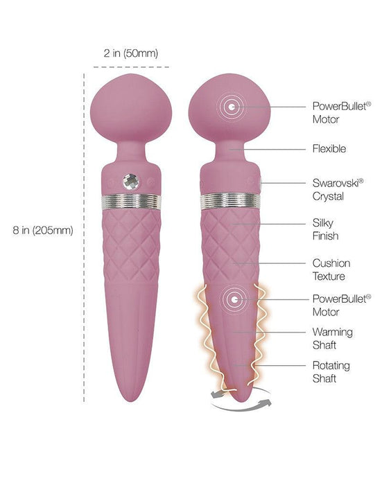 Pillow Talk - Sultry - Roterende Wand & G-spot Vibrator - Met verwarmingsfunctie - Lichtroze-Laced-up.nl