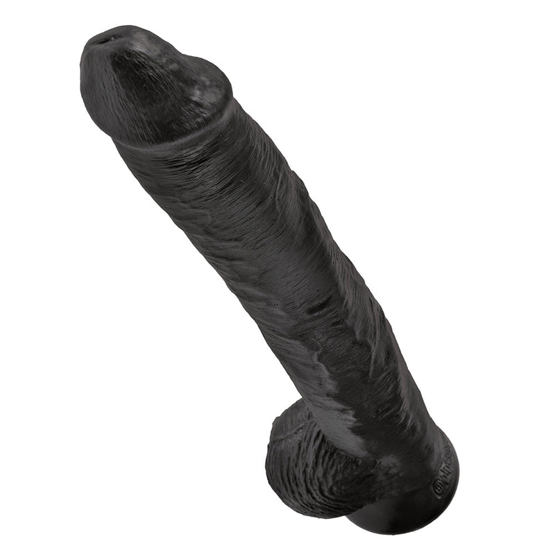 Pipedream King Cock - Zwarte Dildo met Scrotum - 35 cm - Zwart-Erotiekvoordeel.nl