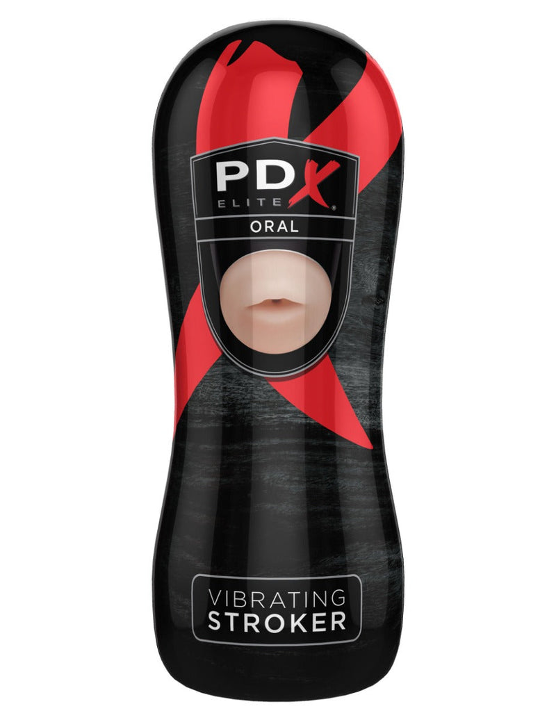 Pipedream - PDX Elite Vibrating Oral Stroker - Light Skin Tone/Black-Laced-up.nl