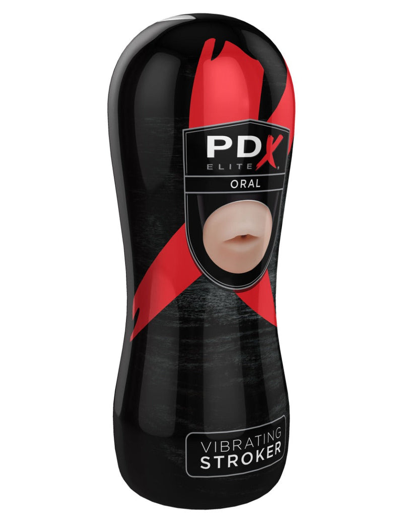 Pipedream - PDX Elite Vibrating Oral Stroker - Light Skin Tone/Black-Laced-up.nl