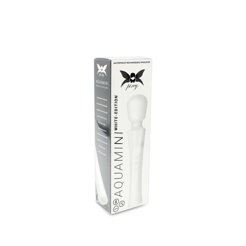 Pixey - Aqua Mini Wand Vibrator - The White Edition - Sterke en Stille Motor - Wit-Laced-up.nl