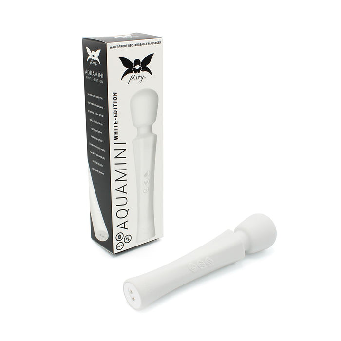 Pixey - Aqua Mini Wand Vibrator - The White Edition - Sterke en Stille Motor - Wit-Laced-up.nl